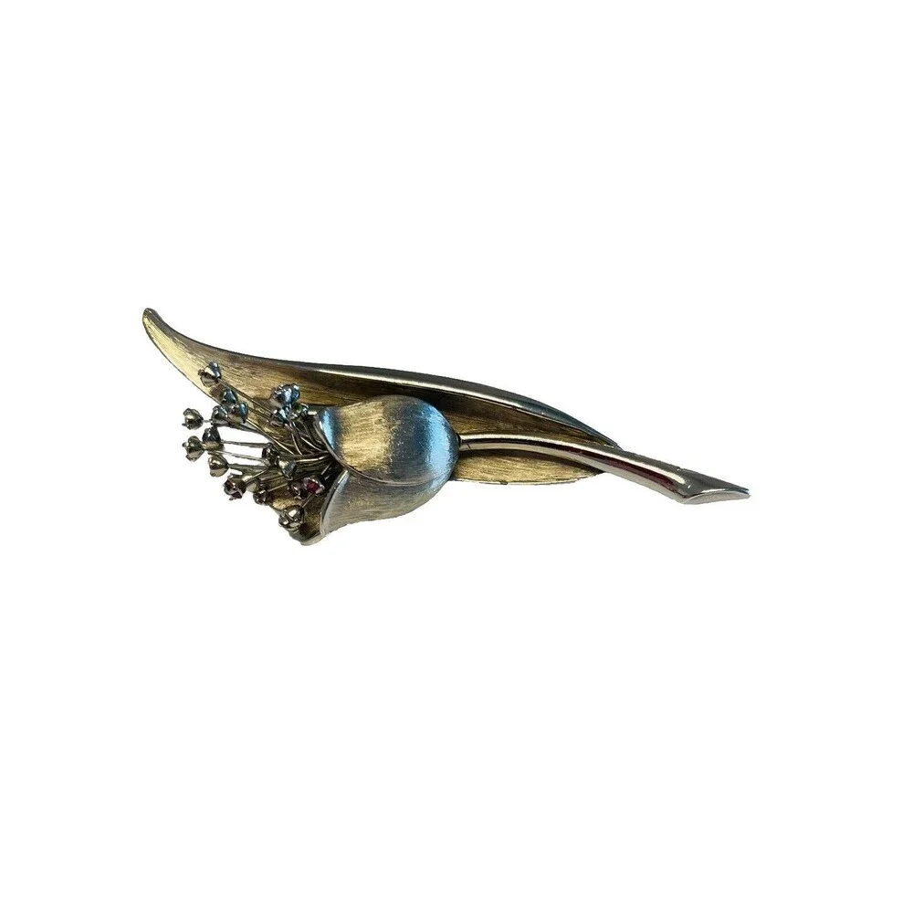 Vintage JOMAZ MAZER Style Colorful Rhinestone Brushed Silver Tone Flower Brooch